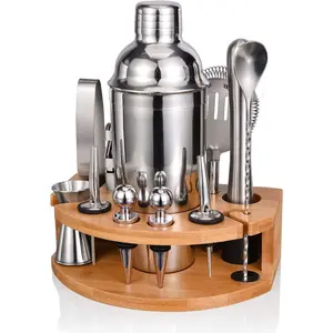 Cocktail Shaker Set,12 Piece 25oz Bartender Kit with Stand,Bar Set for Mixed Drink, Professional Bar Accessory : Shaker,Jigger,Strainer,Muddler,Liquor Pourers, House Warming Gifts
