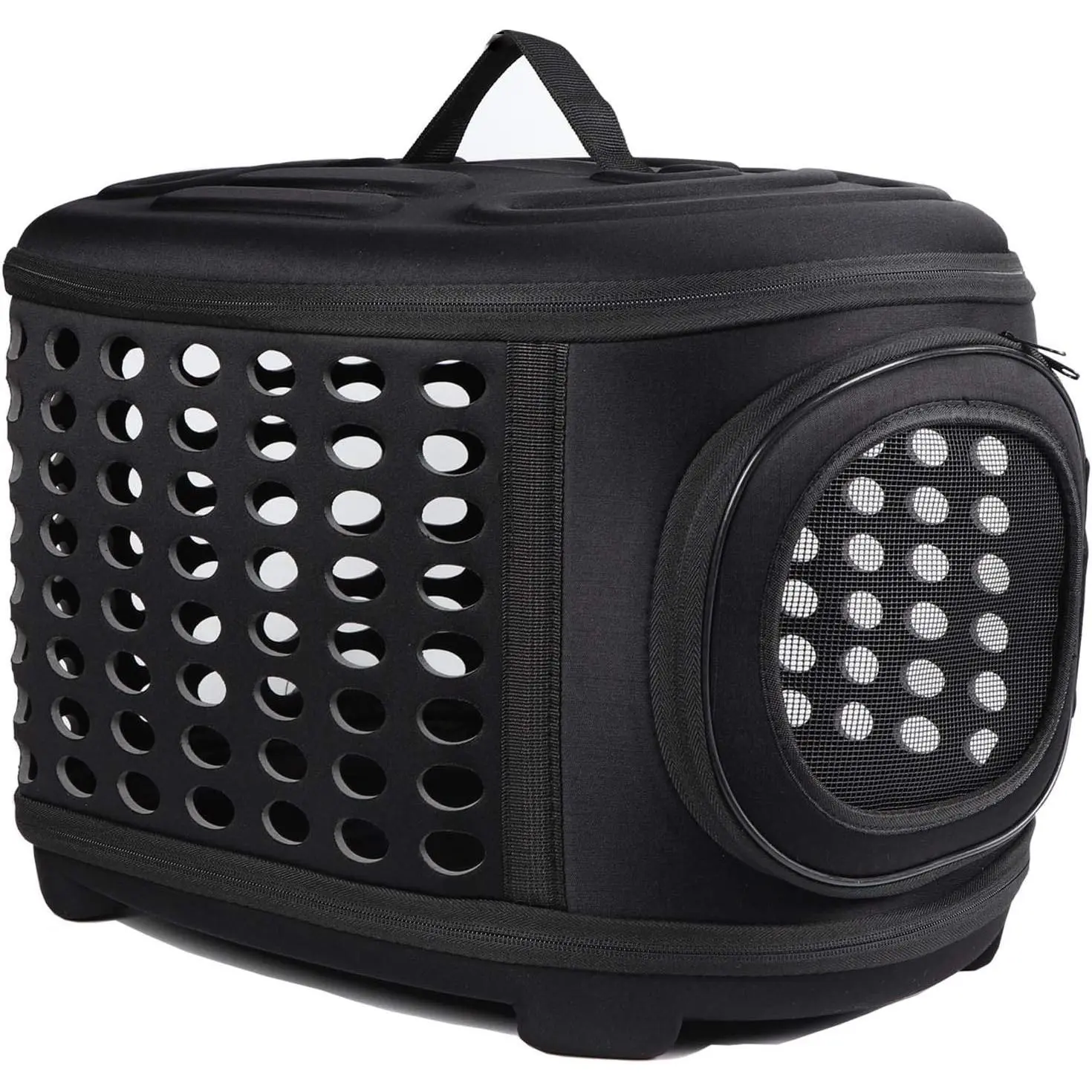 Collapsible Cat Carrier Hard, Travel Pet Carriers Bag for Small Dogs for Car Travel with Ventilation Guinea Pig 2 Small Cats Carrier Cage Dog Crate (Black)