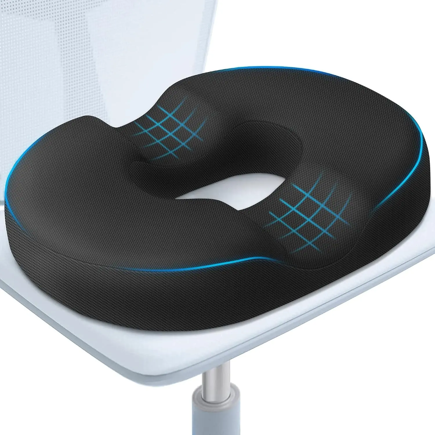 Donut Pillow Seat Cushion,Donut Chair Cushions for Postpartum Pregnancy & Hemorrhoids,Tailbone Pain Relief Cushion,Memory Foam Lifting Cushions for Office&Home Chairs (Black)