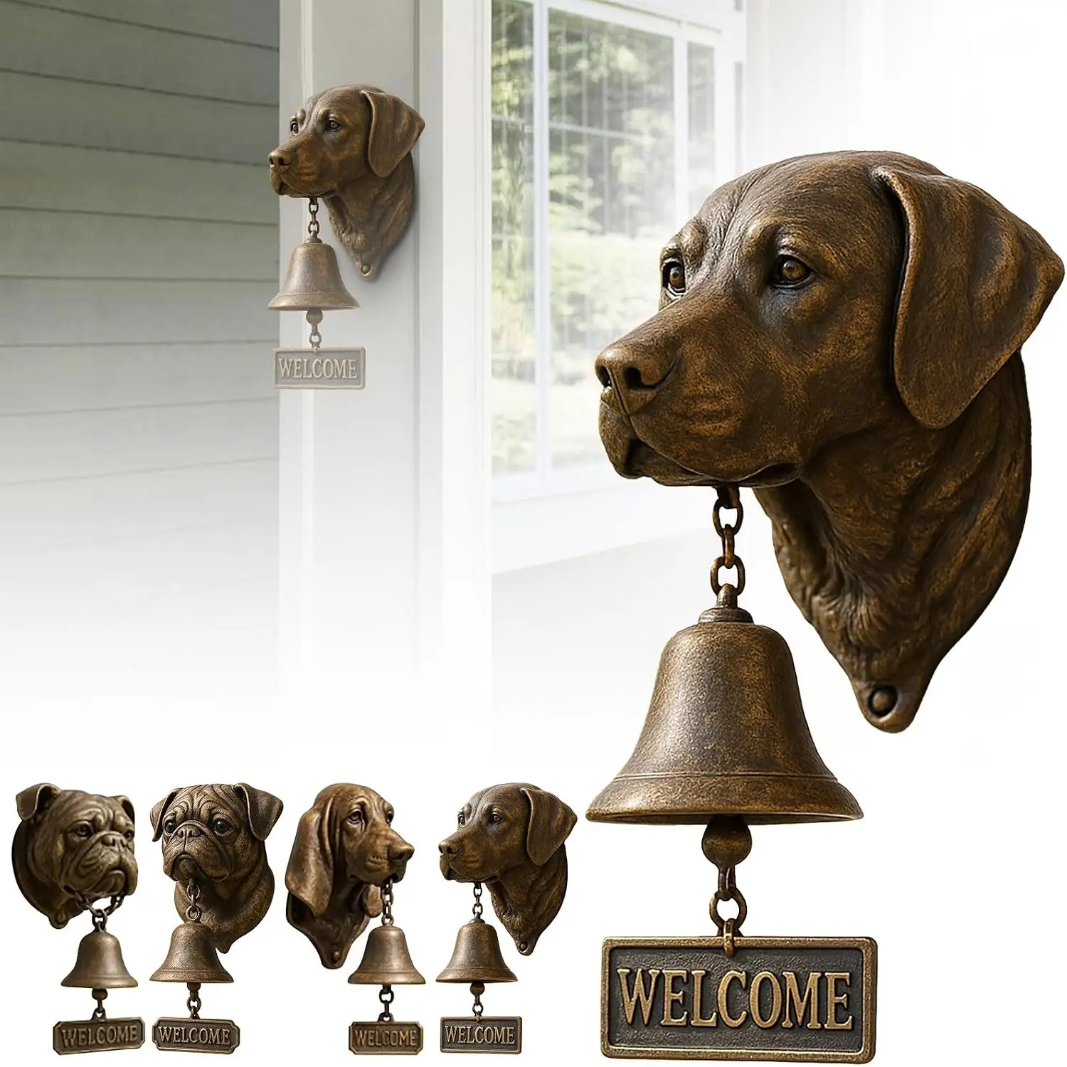 Rustic Vintage Doorbell, Welcome Doorbell, West Highland White Terrier Welcome Doorbells, Cast Iron Dinner Bell for Outdoor Garden Porch Entrance Decoration for Dog Lovers (#6)