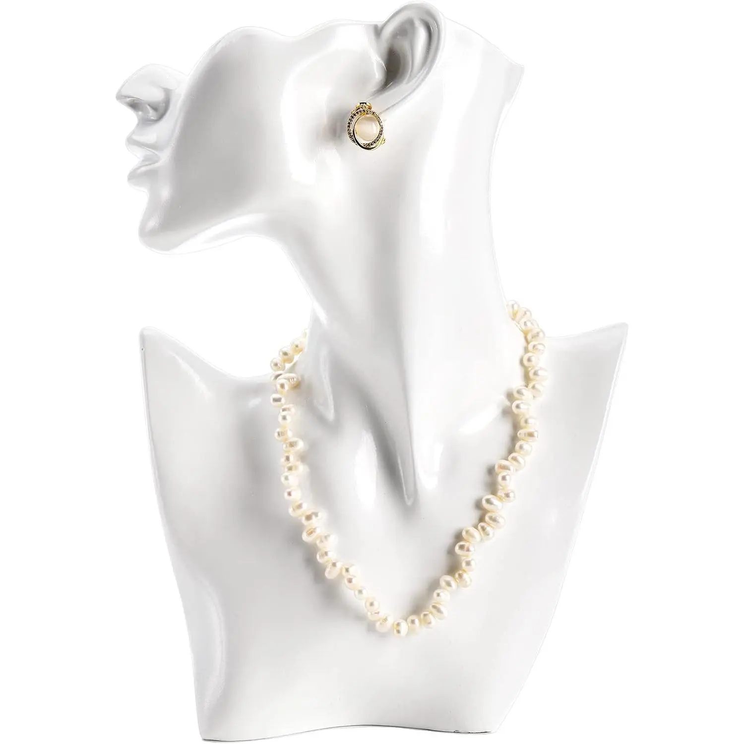 Mannequin Display,  Display Stand Bust, Boutique Earring Holder Organizer for Show , Necklace, Earrings, Rings, White