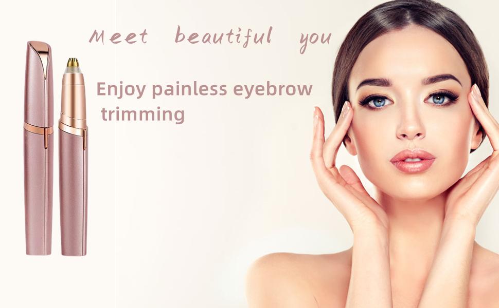 Rechargeable LED Light Eyebrow Trimmer, Painless Anti-Allergenic Facial Hair Remover with Stainless Steel Blade for Smooth Clean Skin Rechargeable LED Light Eyebrow Trimmer, Painless Anti-Allergenic Facial Hair Remover with Stainless Steel Blade for Smooth Clean Skin