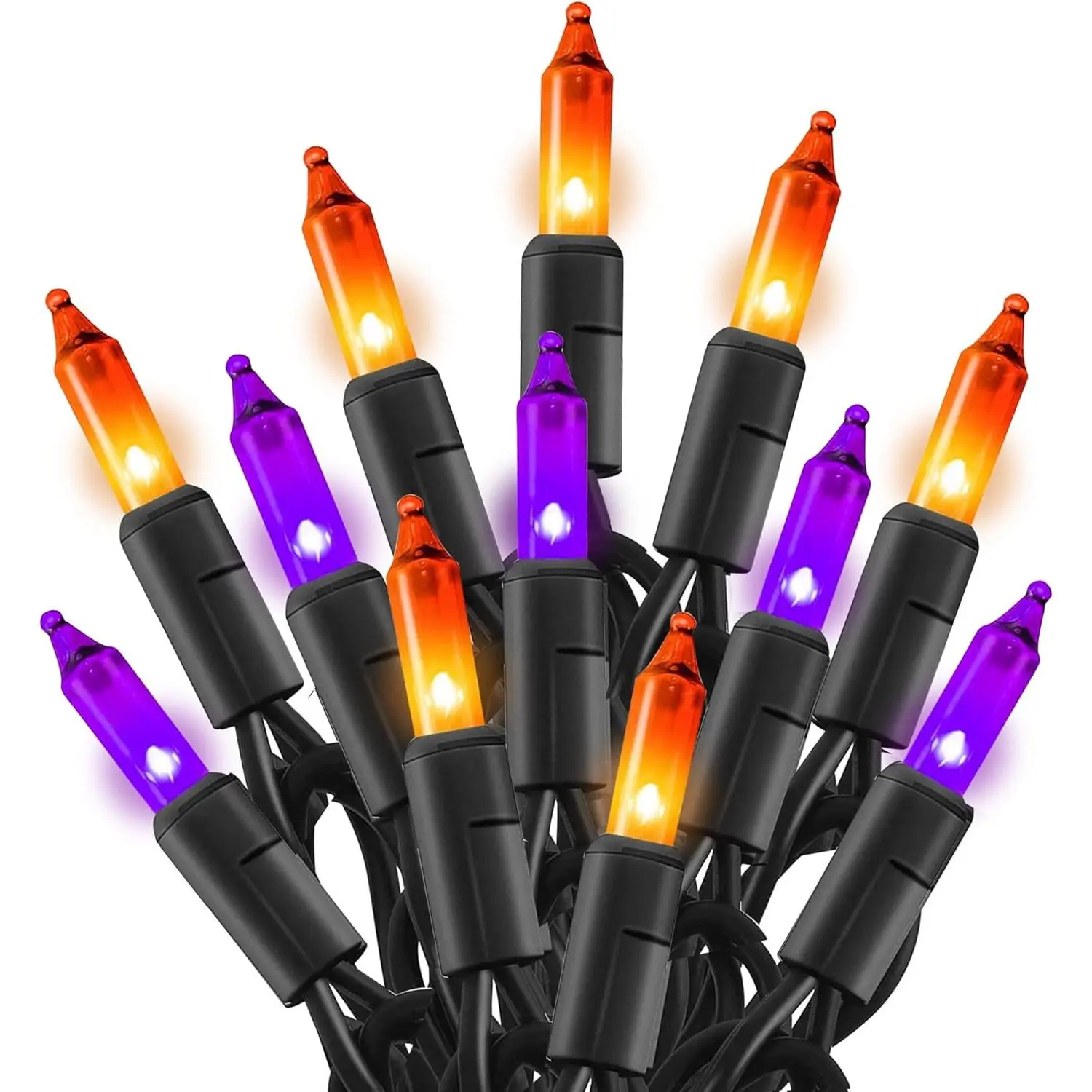 and Orange Halloween Lights, 20FT 100 Count Incandescent Mini String Lights,  Halloween Decorations for Outdoor Indoor Patio  Party Garden Yard Decor