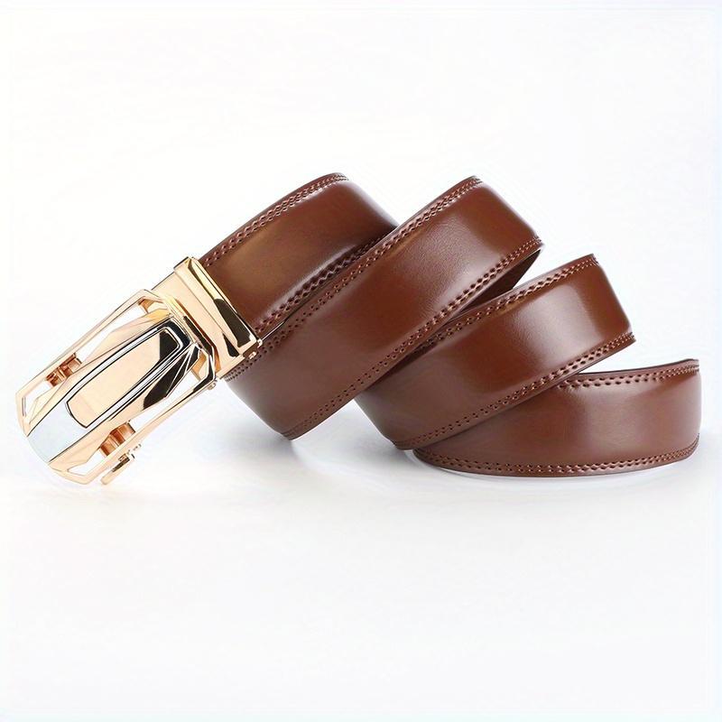 1pcs Genuine Leather Ratchet Belt for Men - Adjustable Automatic Buckle, Versatile Casual Business Style, Durable Alloy Buckle, High-Quality Leather Panel, Easy to Wear And Suitable for Any Occasionvalentine'S Day