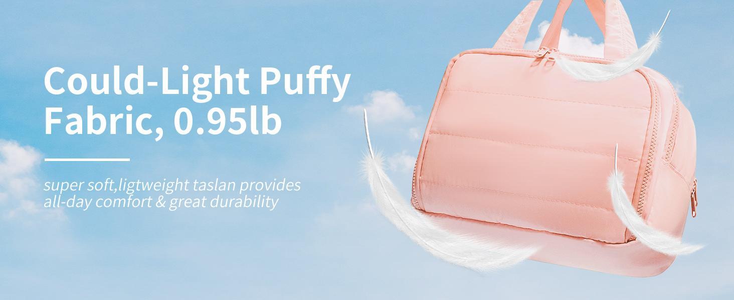 SUNDAY MIRTH Puffer Travel Toiletry Bag – Large Capacity 11.8"L Makeup Organizer, 4 Compartments, Waterproof Wet/Dry Separation, Ultra-Light Taslan Fabric – Ideal for Business Trips, Gym, Family Vacation, Camping