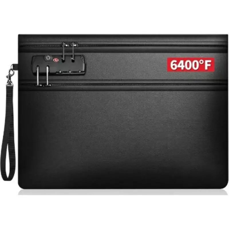 Small Fireproof Storage Organizer Case with Lock, Soft Money Safe Coin Organizer Wallet Bag for Cash,Card,Passport,Check,Bill,Travel Home Organizer Carrying Case,Bag with Lock,Fireproof File Storage Case with Water-Resistant