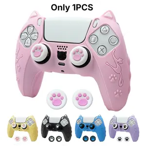 Cute Skin Protection Case for Playstation5 Controller, Includes 1 Handle Cover and 2 Custom Thumb Grips, Perfect Accessory Set, Game Console Accessories, Gaming Console Accessories