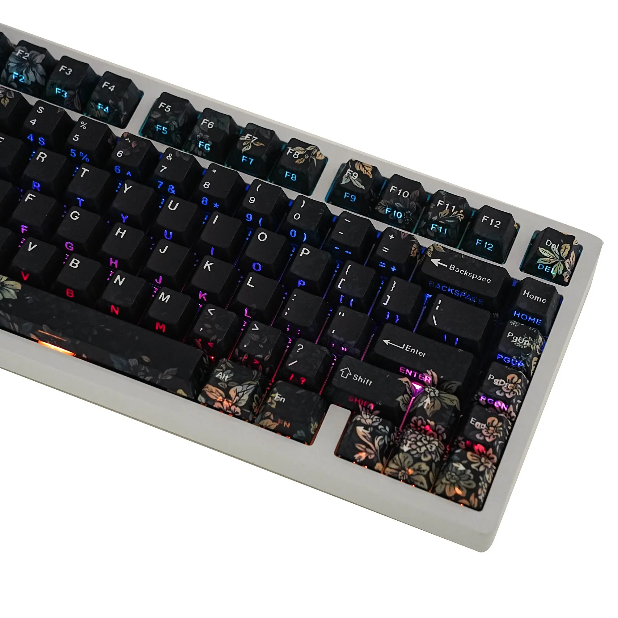Faint Fragrance Keycaps 131 Keys PBT Cherry Profile Side-lighted South-facing 5 Dye-Sub Big Set Suitable for Mechanical Keyboard German Spanish French English UK