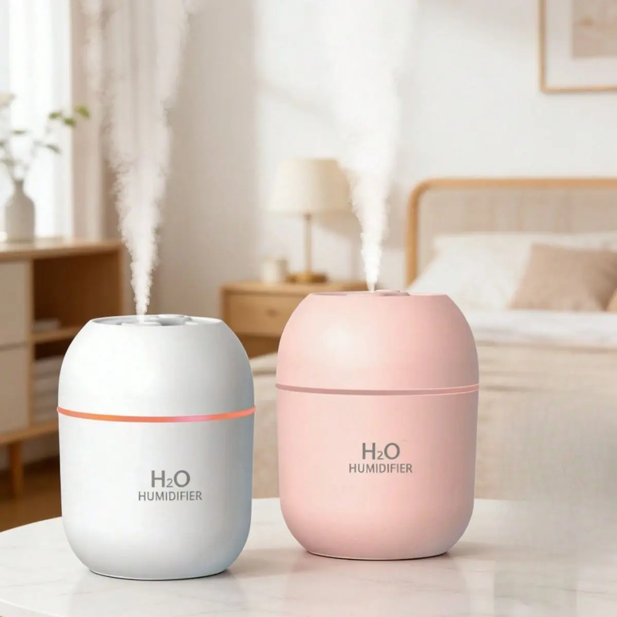 Portable H2o Diffuser Humidifier, USB Silent Desktop Humidifier, Multicolor Ambient Light, Two Modes, Ideal for Home, Hotel, Bathroom, Car