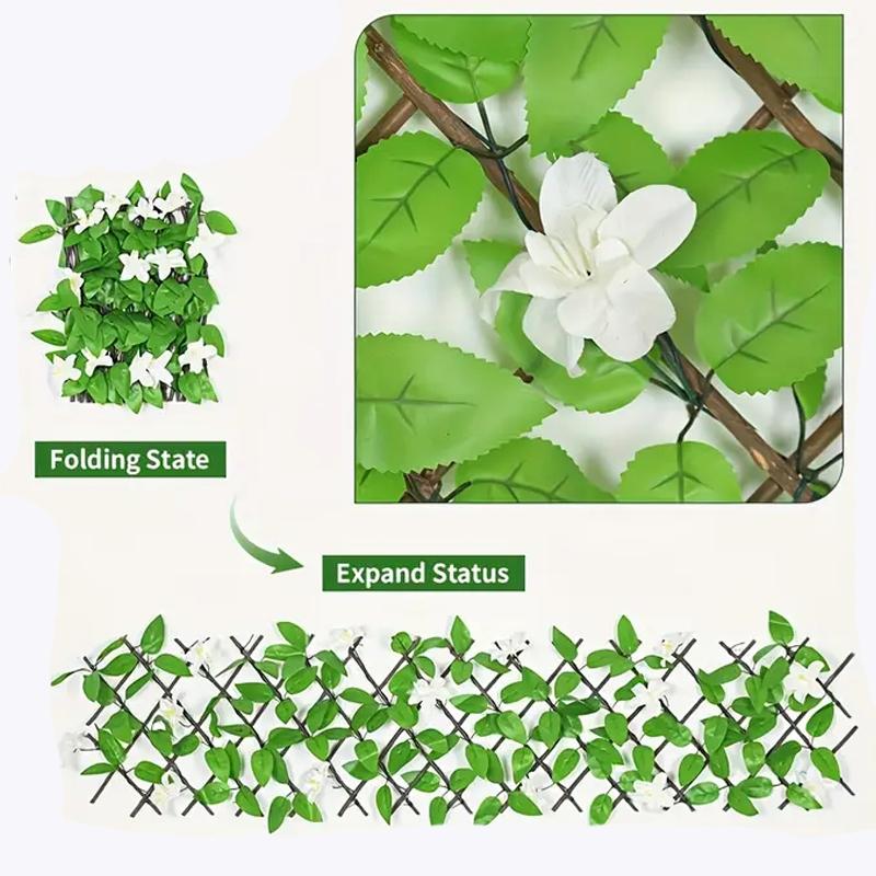 Expandable Artificial Ivy and Orchid Privacy Screen, Floral Design, Durable Plastic, Weather-Resistant, Indoor/outdoor Use, Easy Installation