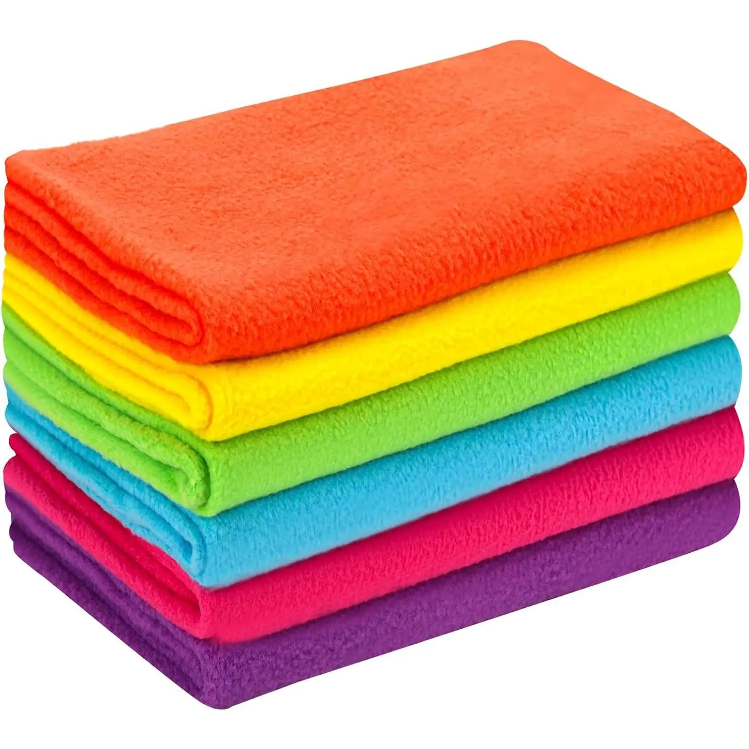 6 PCS 20"x20" Rainbow Knitted Polar Fleece Fabric | Anti-Pill Plush Polyester Fleece Cloth for Blanket, Pillow Cover, DIY Craft SewingGift