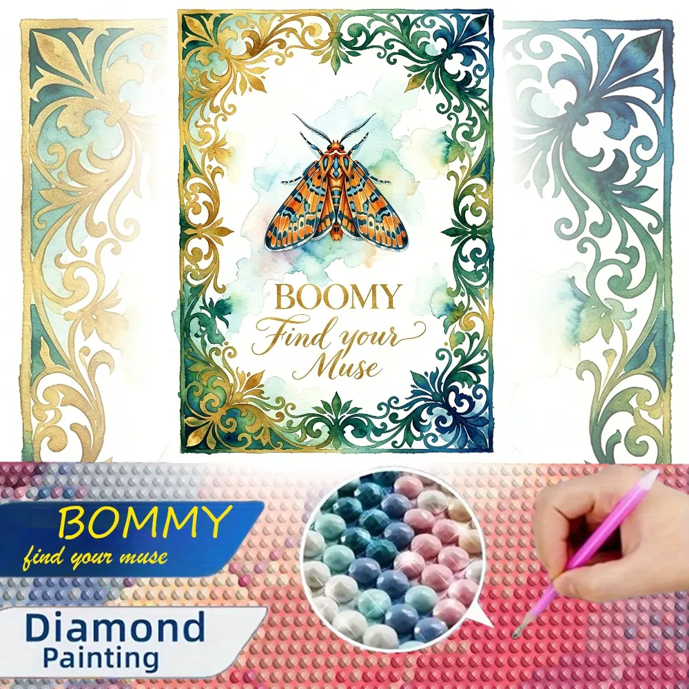 One large-size 2D flat frameless royal hollow relief style exquisite moth art pattern hand DIY diamond painting kit suitable for home decoration, handcraft lovers and leisure decompression