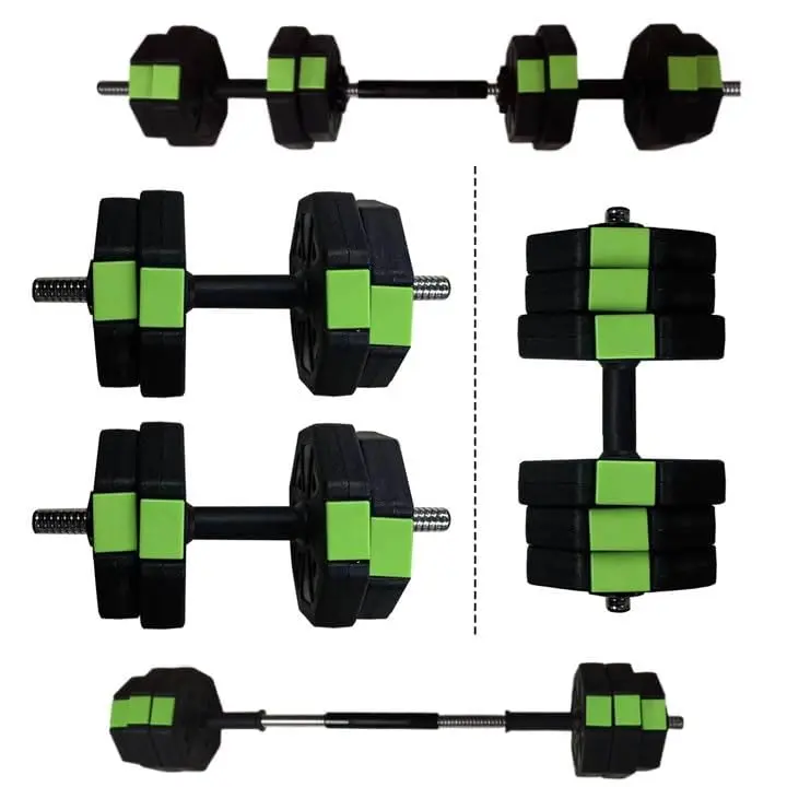 Adjustable 4-in-1 30LB Dumbbell Set Only, Converts into Barbell, Kettlebell and Push-Up Stand, Iron Sand Fill, Non-Slip Grip, Home Gym Weight Equipment for Men and Women