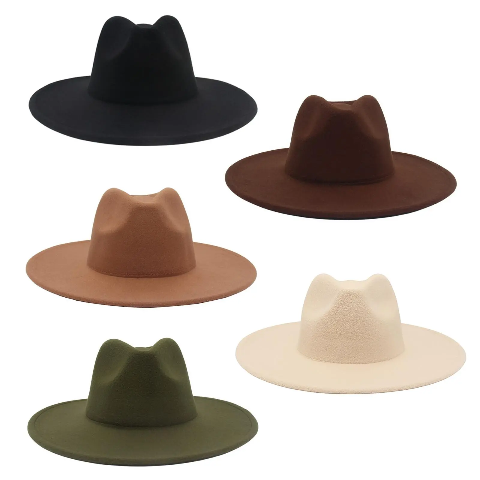 Classic Western Wide-Brim Fedora Hat - Men's & Women's Felt Jazz Panama Trilby, Casual Mens Western Fedora Hats, Casual Hat