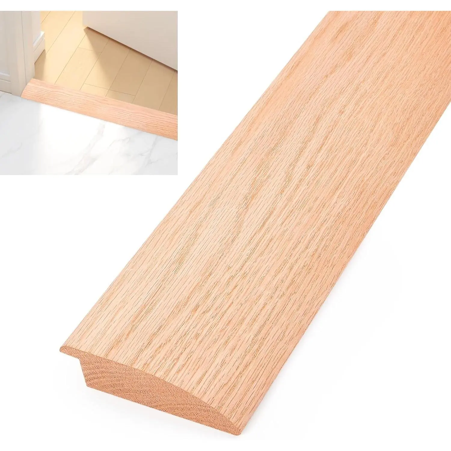 3.5" W×36" L Solid Oak Floor Transition Strip, 3/4" Overlaps and Transitions a 3/4" Height Difference, Wood Threshold for Tile Carpet Wood Laminate Vinyl Flooring (3.5" W, 36" L)