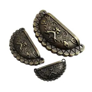 B086 Antique Furniture Lion Head Semi-Circular Handle Alloy Dragon Head Shell Zinc Alloy Drawer Pull Ring Retro Style