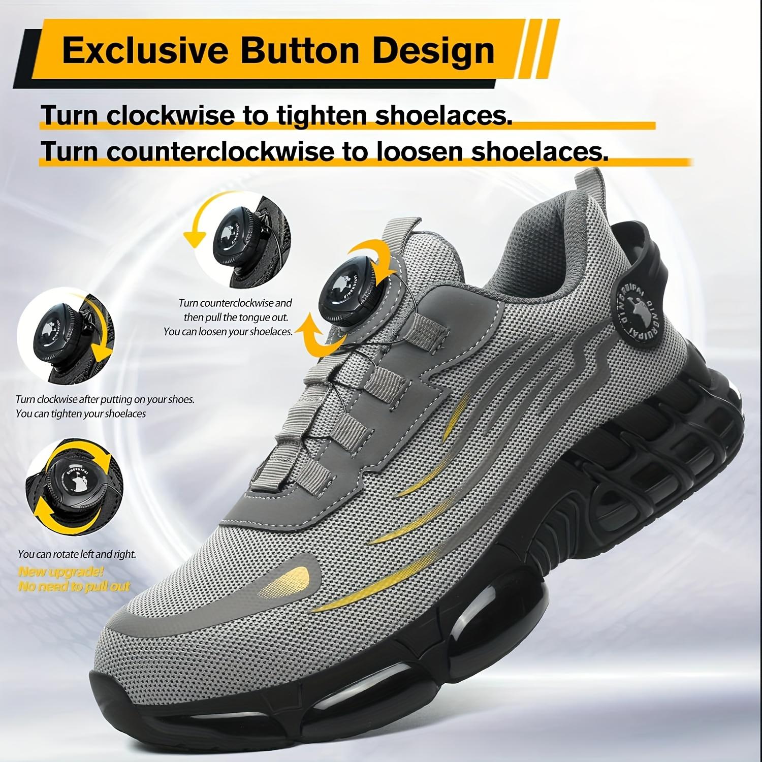 Men'S Professional With Swivel Button Steel Toe Work Boots, Puncture Resistant Safety Shoes, Shock Absorbing, Slip Resistant Lace-Up Low Top, Round Toe, Comfort Insole zapatos  ligeros Closed Boy Footwear Worker zapatos  con  casquillo Women Nail