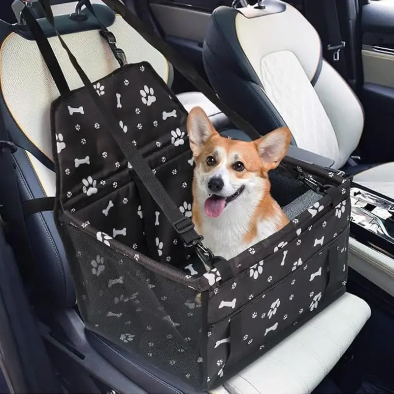 Foldable Pet Booster Seat for Cars, Waterproof Breathable Oxford Fabric, Suitable for Small to Medium Dogs and Puppies, Travel Bag