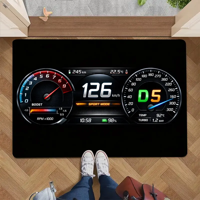 1PC 2D Flat Printing Racing Dashboard Doormat, Non-Slip Washable Polyester Floor Rug, Indoor Outdoor Decor Mat for Entryway, Bedroom, Balcony, Home Gift, Graphic Print Mat