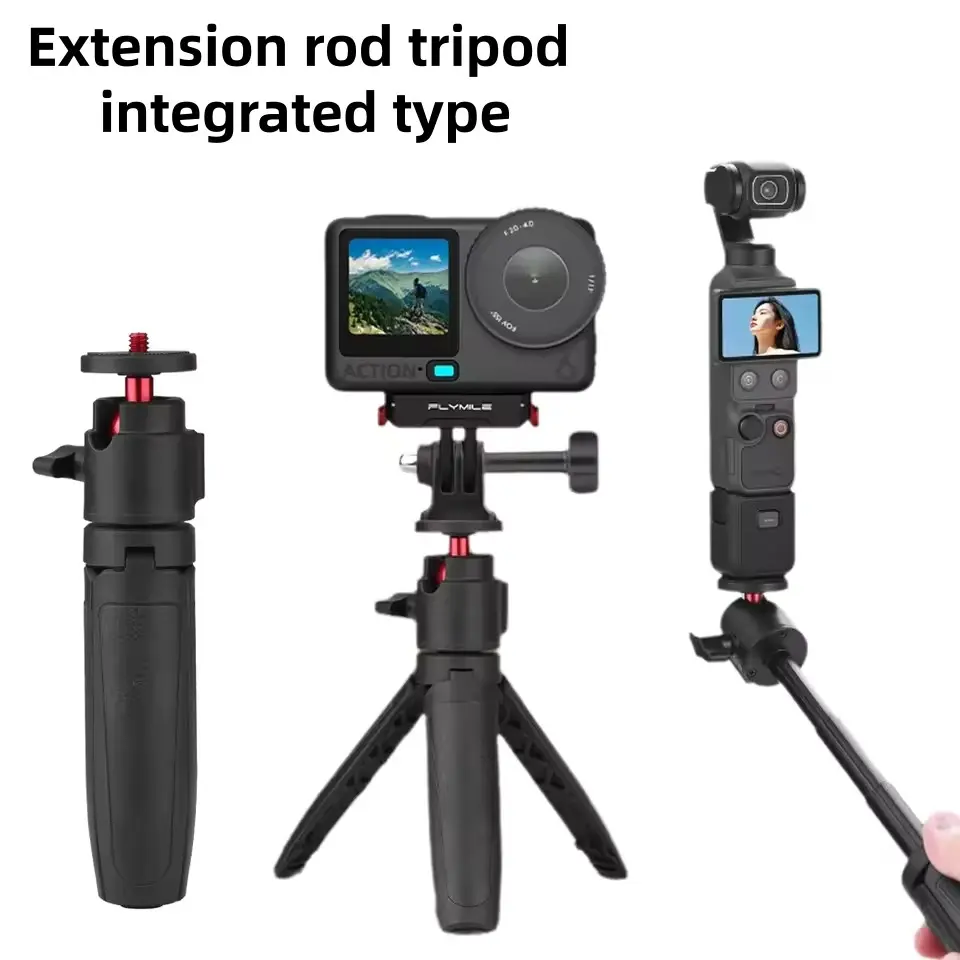 Adjustable Selfie Stick Tripod Combo, Free-Length Adjustment, Compatible with Dji Pocket, Insta360, Gopro, Sports Cameras, Multi-Function Extendable Rod, Extension Tripod, Portable Photography Accessory