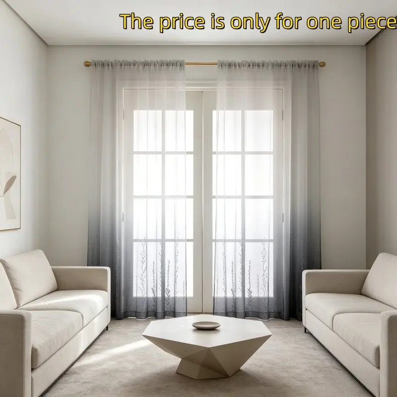 1PC Modern Light Luxury Smoke Sheer Curtain, 1pc Rod-Pass Curtains, Suitable for Bedroom Living Room Dining Room, Multiple Room Types, Decor Accessory
