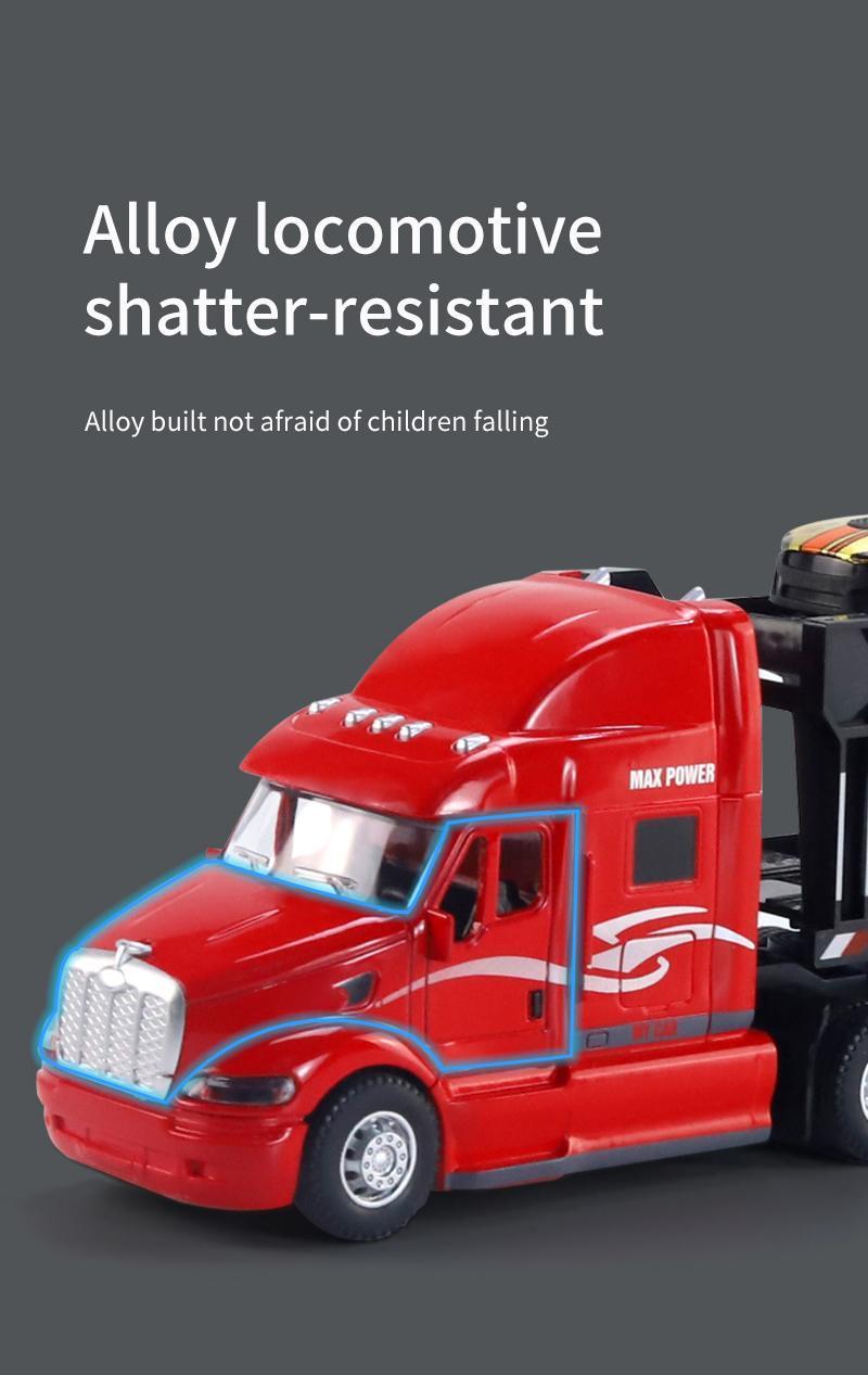 Alloy Toy Car Big Truck Container Truck Transporter Boy Model Set Christmas Halloween Gift