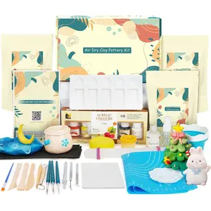 Air Dry Clay Kit for Adults, Pottery Set for Beginners with Clay, Sculpting Tools, Varnish, Pottery , Step-by-Step Guide & Video,  for Arts Crafts Lover