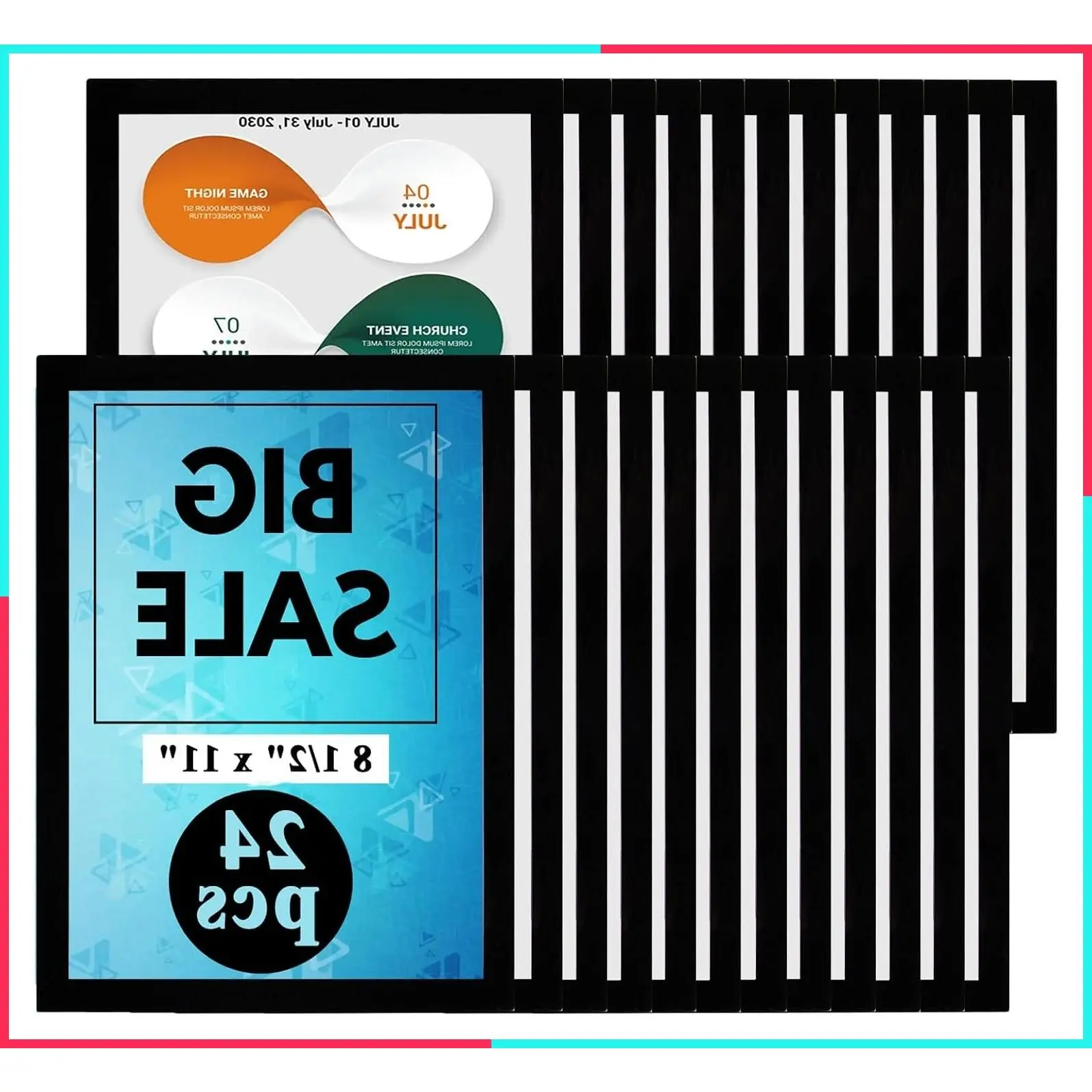 24 Pack Magnetic Sign Holder Frames 8.5 x 11 Inch, Display Frames for Metal Surface
