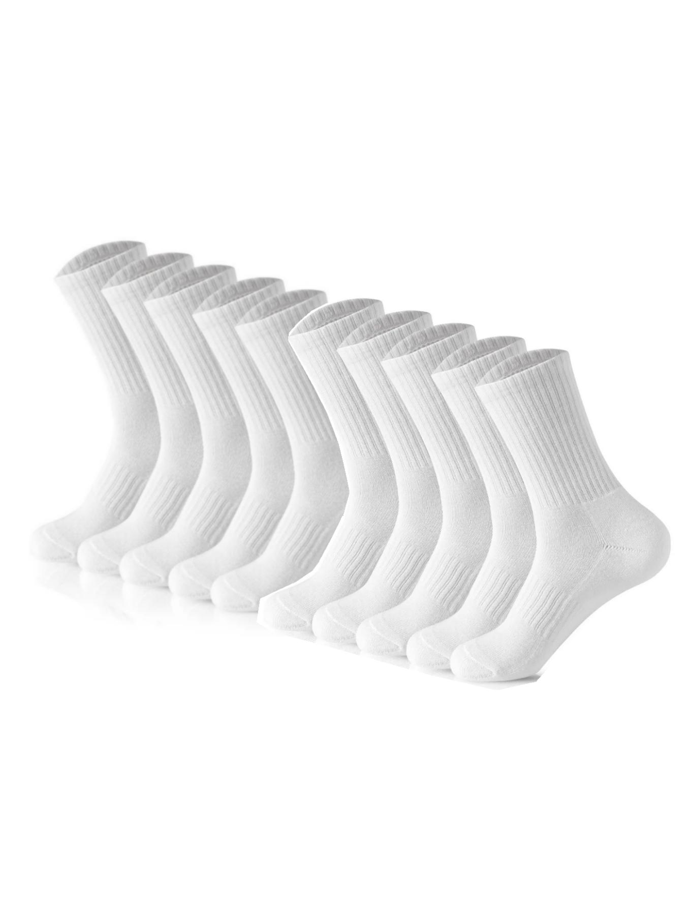 Men's Solid Color Crew Socks, Sock Set, Casual Comfy Breathable Socks for Daily Outdoor Wear, Socks for Men