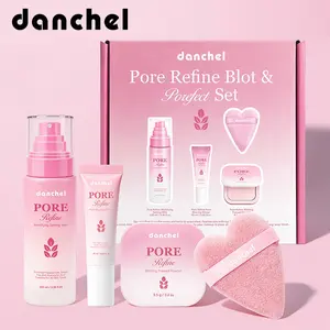 danchel Pore Refine Blot & Porefect Set, All-in-One Makeup Kit, Includes Pore-Blurring Primer, Mattifying Setting Mist & Oil-Absorbing Pressed Powder, Long-Lasting Wear for Oily & Pore-Prone Skin