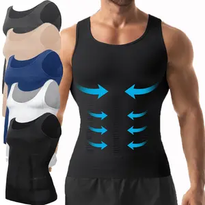Men's Compression Sleeveless Tank Top (1/2 Pack) - Fitted Undershirt, Stretch Breathable Sweat Shaper Vest, Slim Tummy Control Sleeveless Athletic Top Vest, Compression Shirts for Sports, Fitted Vests