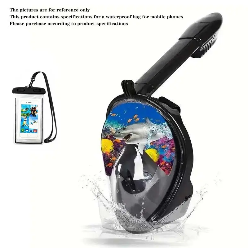 Adult Full Face Snorkel Mask, 180 Degree Panoramic View, Includes Waterproof Phone Pouch, Perfect Snorkeling and Diving Gear for Adults