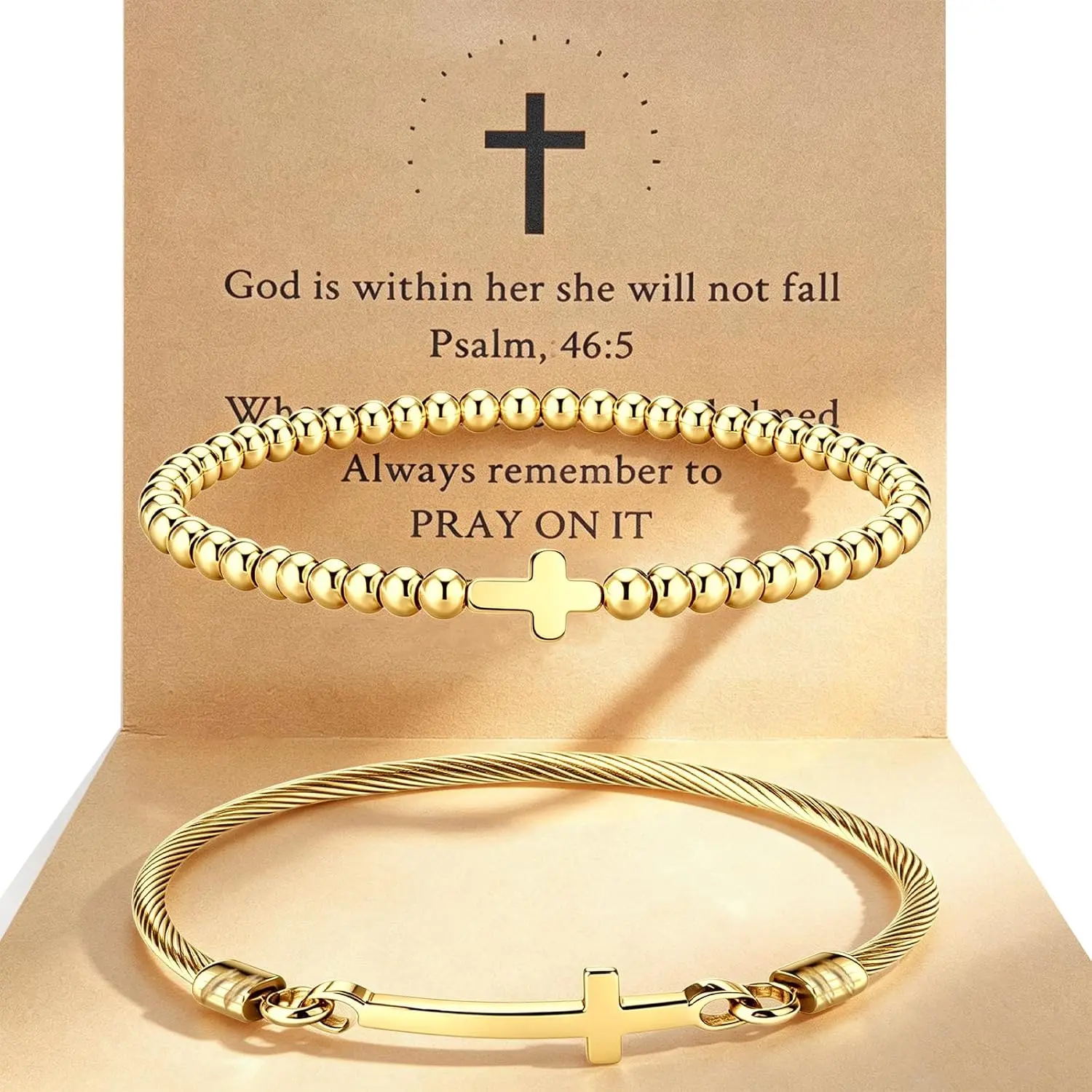 Christian Religious Bracelets for Women  Beaded Bracelet |  Inspirational Bracelets with  Verse Card Faith Stretch  Bracelet Religious Christian