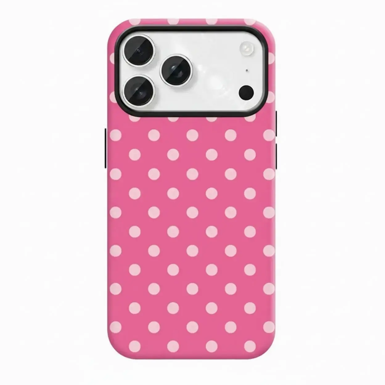 UV Printing Slim Hard TPU/PC Polycarbonate Preppy Hot Pink & Light Pink Polka Dot Coquette Aesthetic iPhone Phone Case, Cute Mobile Phone Cover