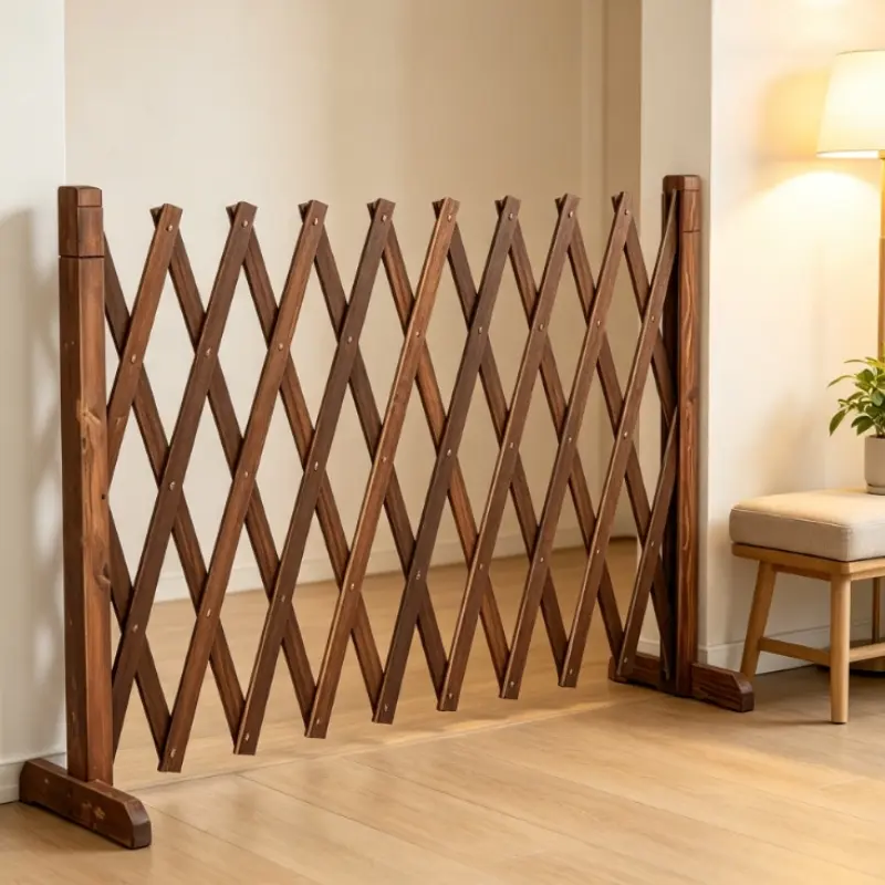 Durable Wood Expandable Fence, Balcony Flower Climbing Rack, Pet Barrier for Restaurant Entrance, Indoor Outdoor Grid Divider