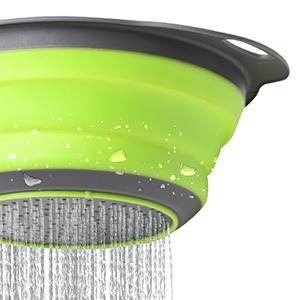 Collapsible Colander Set of 3 Round Silicone Kitchen Strainer Set - 2 count 4 Quart and 1 count 2 Quart- Perfect for Draining Pasta, Vegetable and fruit (green,blue, purple)