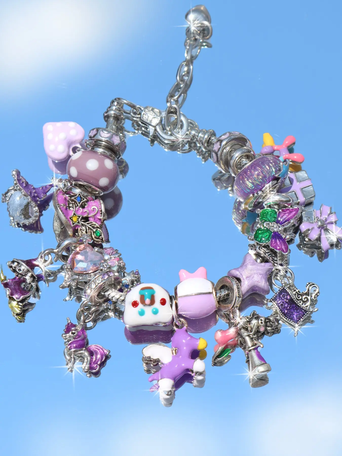 Cute Polka Dot Horse Charm Bracelet, Bow Heart Bear Design, Single Piece Jewelry, Perfect Gift for Kids & Girls
