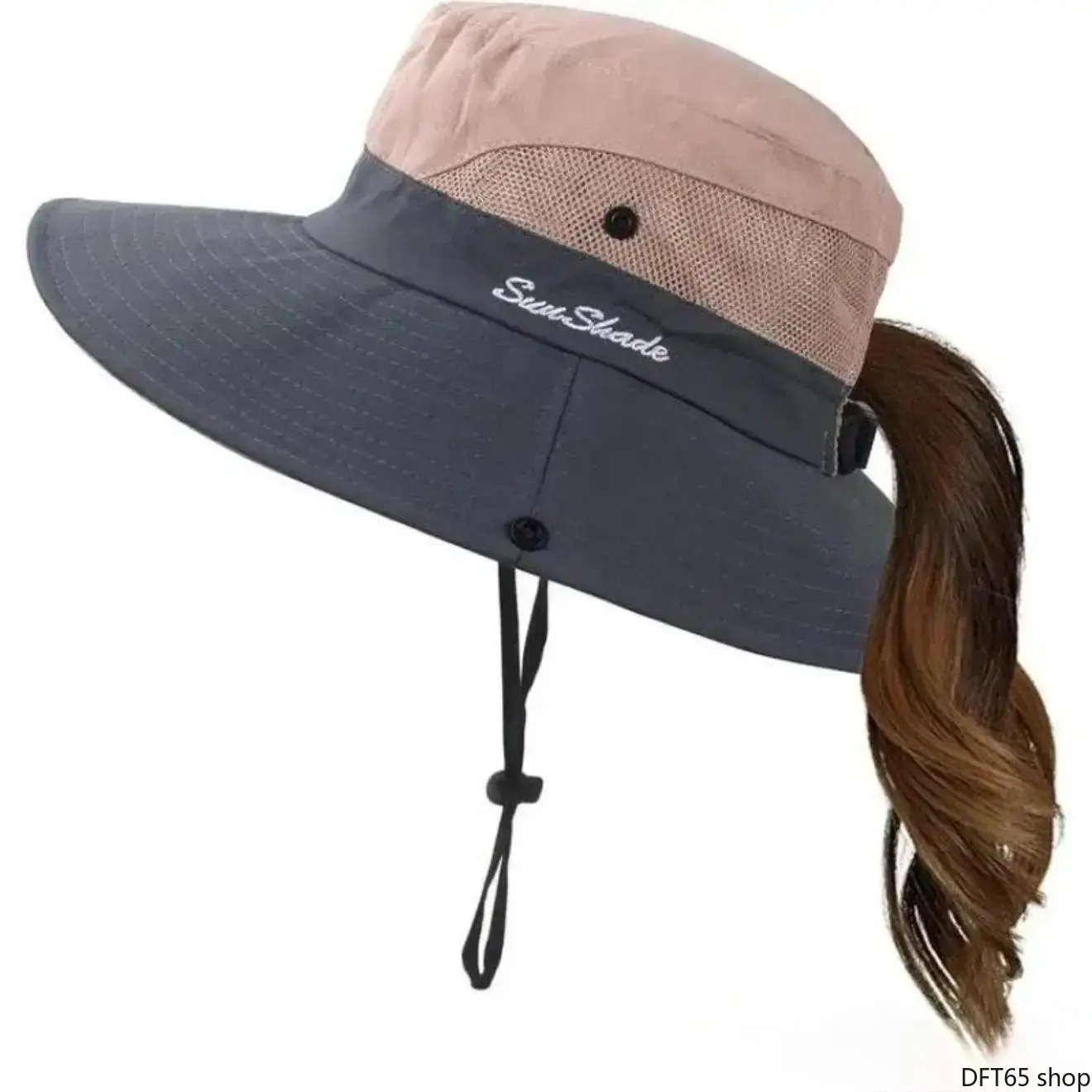 Women Foldable Wide Brim Uv Blocking Sun Hat Built In Ponytail Opening Adjustable Rear Strap Lightweight Soft Fabric For Hiking Beach Travel Daily Commute Outdoor Sun Protection Headwear Accessory