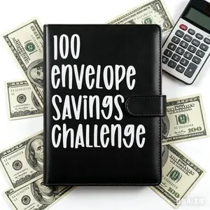 100 Day Savings Challenge Binder 6 Metal Ring Multi Card Slots Credit Card Storage Portable Financial Planning Budget Notebook