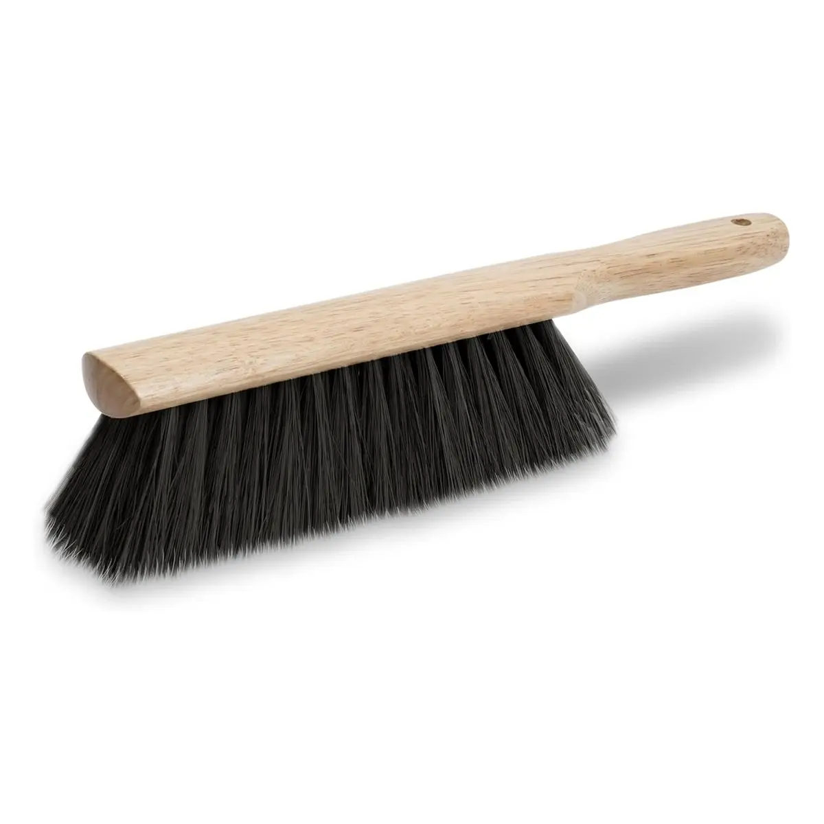 13.5 in Beaver Tail Masonry Brush with Black Horsehair Fibers & Wooden Handle, Durable Concrete Shop Tool for Mortar Work on Concrete Surfaces