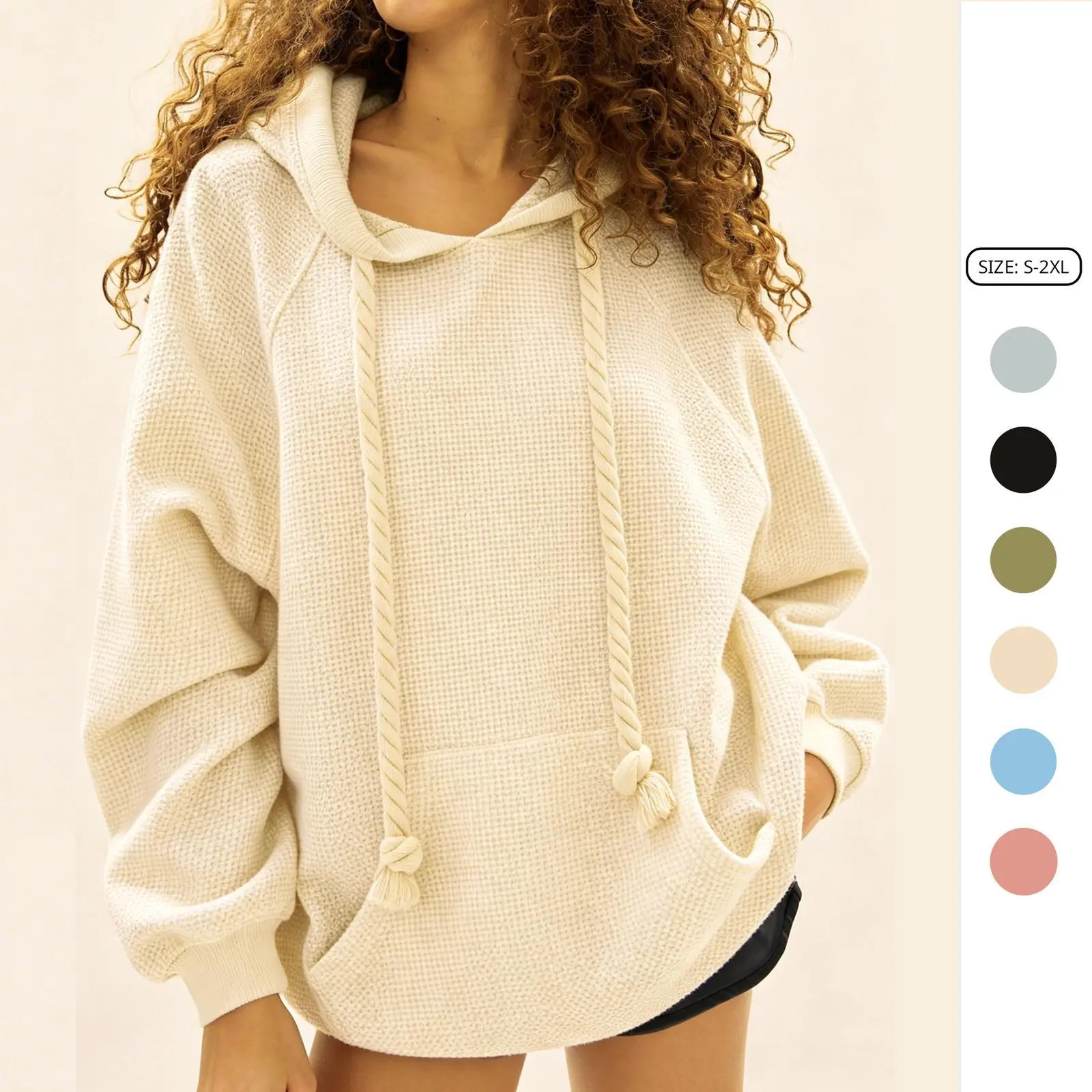 Imily Bela Oversized Hoodies for Women Long Sleeve Drawstring Side Slit Pullover Sweatshirts Fall Winter Solid Clothes
