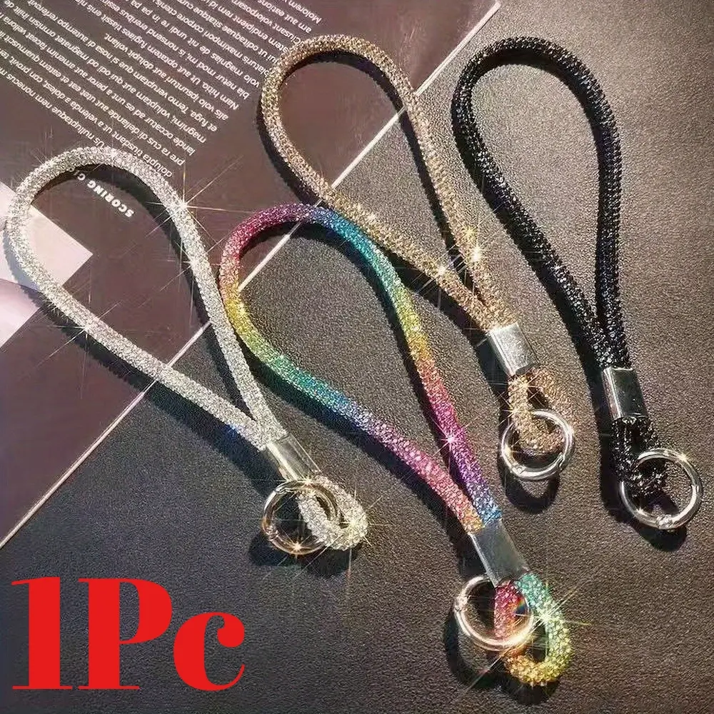 Mobile Phone Lanyard Full of Diamonds, Shiny and Exquisite Metal Accessories, Light Luxury Long and Short Mobile Phone Lanyard, Reinforced and Decorative Phone Case with Rope Hole Plastic Sheet, Suitable As A Gift for Friends, Cell Phone Lanyard