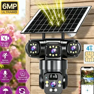 6MP Solar Security Camera Dual Lens 180° Pan Tilt 10x Zoom 4G  Wireless CCTV 8000mAh Battery IP66 Waterproof for Home Garage Rural