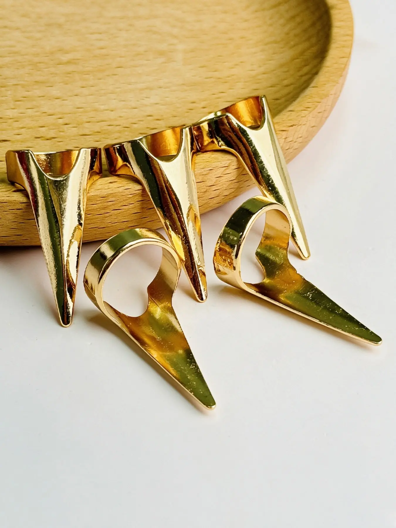 5PCS Gold Metal Hair Parting Finger Ring, Professional Stitch Braid Sectioning Tool For Hair Braiding Wig & Hair Extensions Styling Hair Tools