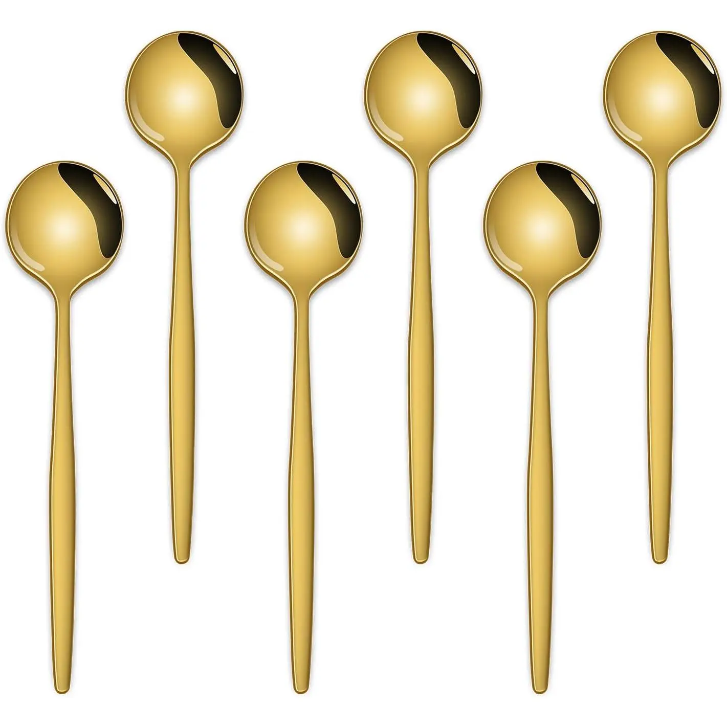 5.1 Inch Coffee & Tea Spoon,6 Pieces Gold Stainless Steel Teaspoon,Mini Spoons For Dessert And Coffee,Durable Demitasse Coffee Spoons For Dessert