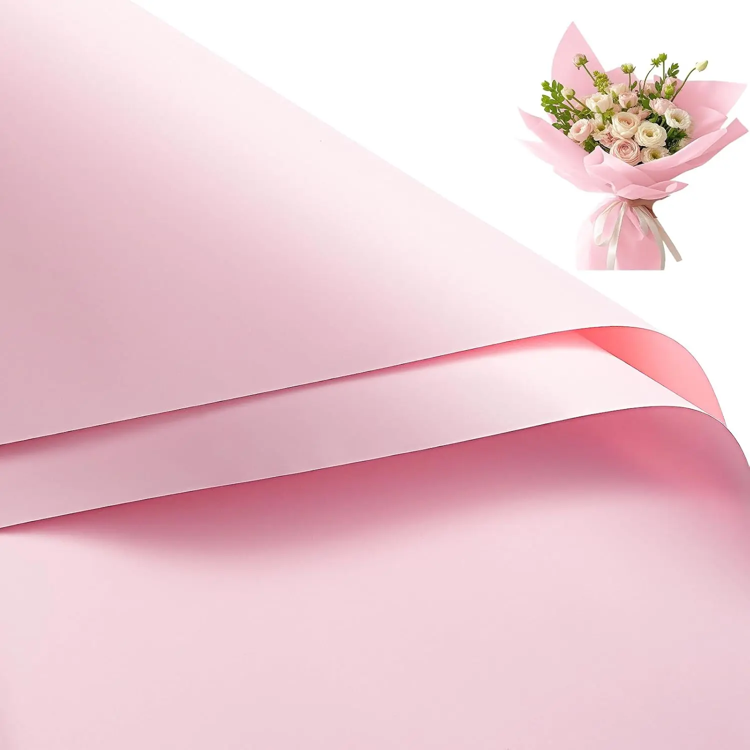 RUSPEPA 20 Sheets Flower Wrapping Paper, Waterproof Floral Bouquet Wrapping Paper, Florist Supplies Packaging for Birthday, Party, Wedding and DIY Crafts - Pink