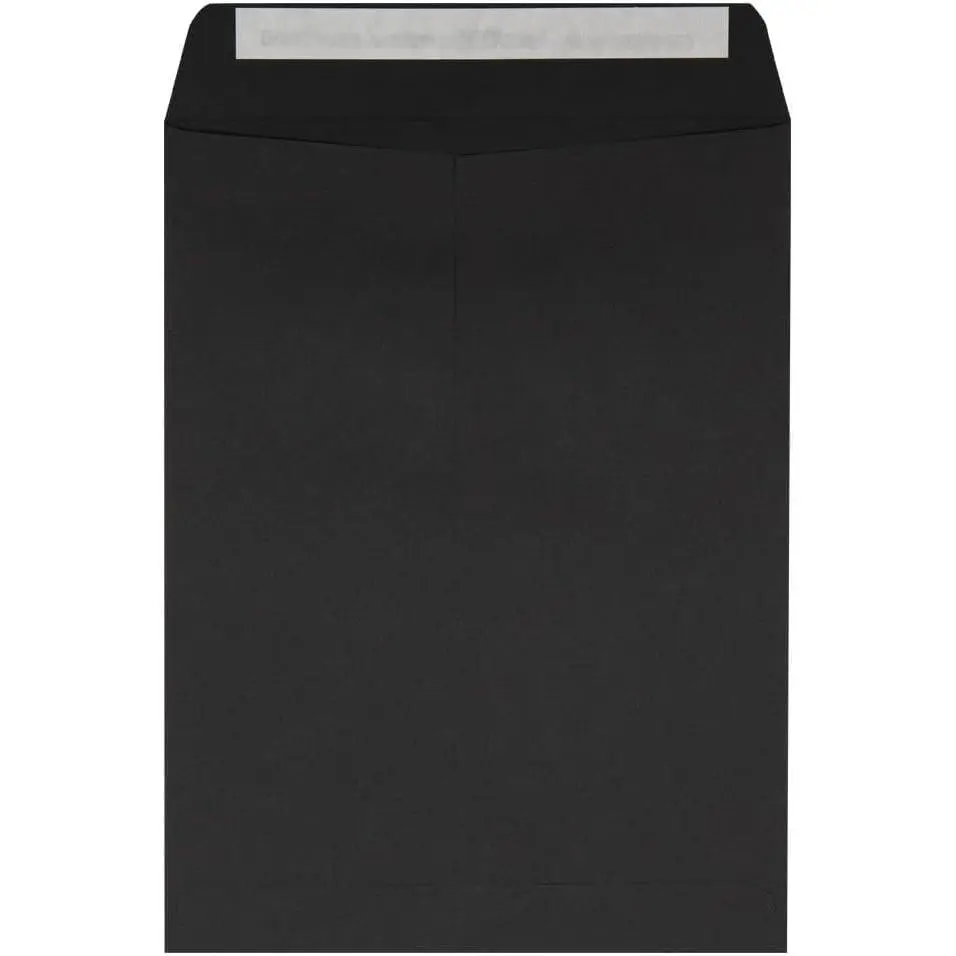 9 x 12 Open End Envelopes, Midnight Black, 80lb Text Paper, Peel & Press Closure, 50 Pack(Gift)