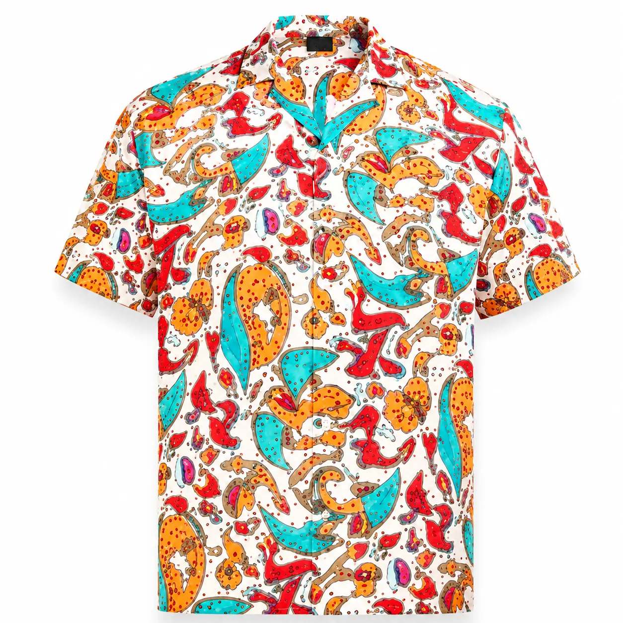 Men's Hawaiian Shirt, Shortsleeve Polyester Top with Funny Tropical Print, Breathable & Comfy Menswear for Summer, Tops, Hand Wash, Button Front, Fitted Cut