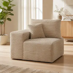 ARCH Modular Compression Sofa Chair, Legless Floor-Hugging Armless Accent Chair, Camel Corduroy Upholstered Single Seat Couch for Living Room, Bedroom, Small Space, Home Theater, Dorm, Easy Assembly, Camel Color Options, Corduroy Material