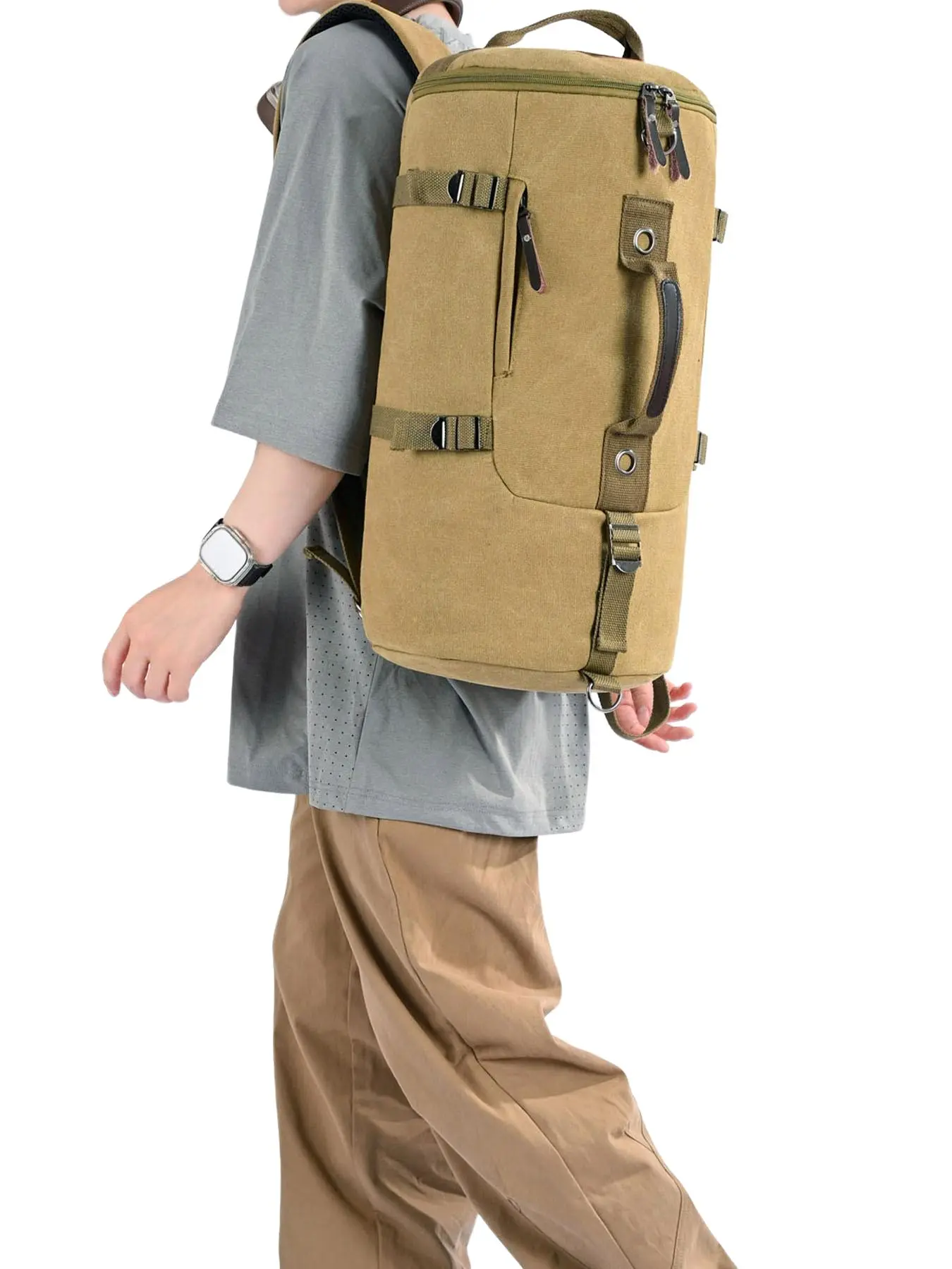 Large Capacity Canvas Backpack for Outdoor Travel, Unisex Commuter Laptop Bag, Student Luggage, Hiking, Gym Bag